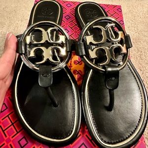 Tory Burch Black Metal Miller size 6